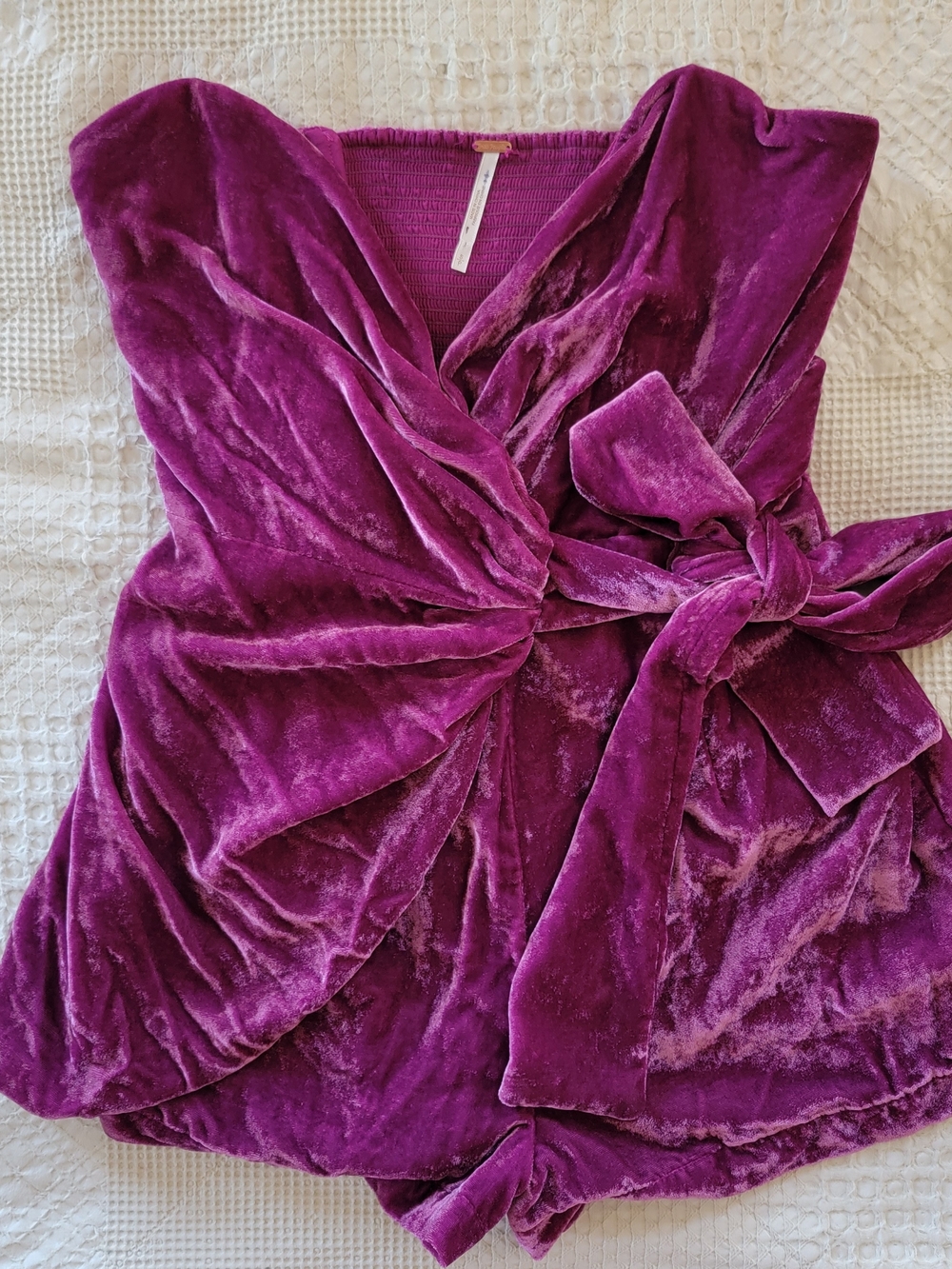 Free People Velvet Wrap Micro Jumper in Rich Magenta